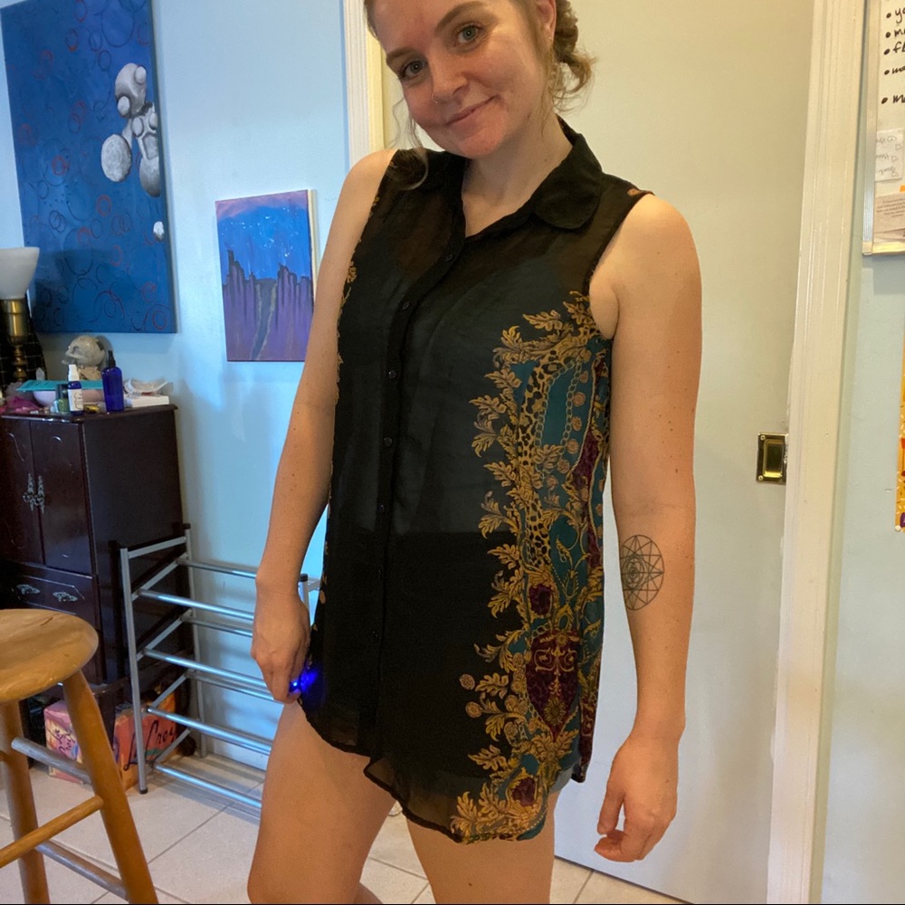 Black see-through button-up Blouse